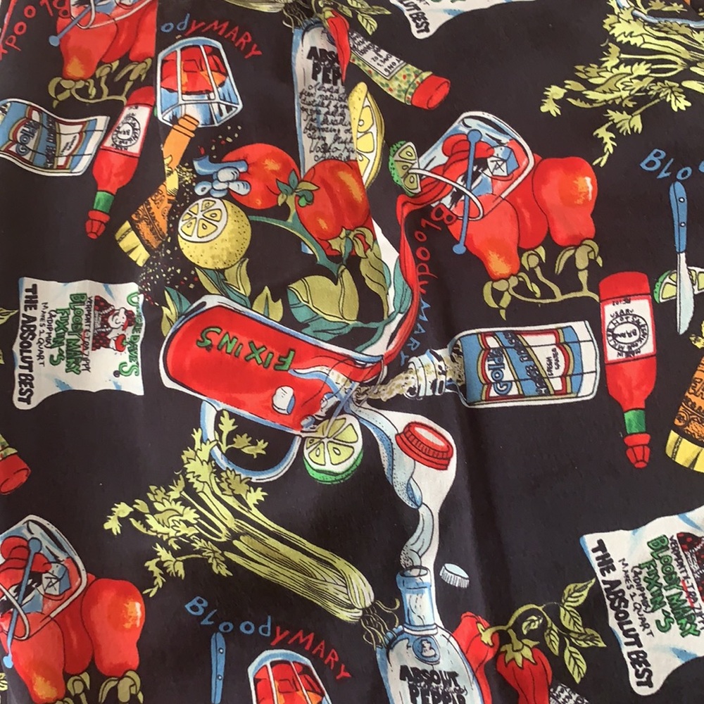 VINTAGE SILK NICOLE MILLER BLOODY MARY NOVELTY PRINT HIGH WAIST SHORTS 90s Y2K - Picture 2 of 11